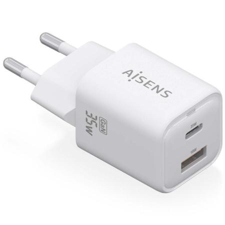 Cargador Gan de Pared Aisens ASCH-35W2P024-W/ 1xUSB Tipo-C/ 1xUSB/ 35W