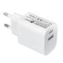 Cargador de Pared Leotec LECSPH20W2W/ 1xUSB Tipo-C/ 1xUSB/ 20W