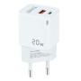 Cargador de Pared TooQ TQWC-QCPD20WT/ 1xUSB-Tipo C/ 1x USB/ 20W/ Blanco