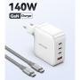 Cargador Gan de Pared Vention FEIW0-EU/ 3xUSB Tipo-C + Cable USB Tipo-C/ 1xUSB/ 140W