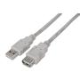 Cable Alargador USB 2.0 Aisens A101-0014/ USB Macho - USB Hembra/ Hasta 2.5W/ 60Mbps/ 3m/ Beige