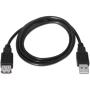 Cable Alargador USB 2.0 Aisens A101-0016/ USB Macho - USB Hembra/ Hasta 2.5W/ 60Mbps/ 1.8m/ Negro