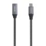 Cable Alargador USB 3.2 Aisens A107-0636/ USB Tipo-C Macho - USB Tipo-C Hembra/ Hasta 100W/ 20Gbps/ 2m/ Gris