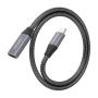 Cable Alargador USB 3.2 Aisens A107-0761/ USB Tipo-C Macho - USB Tipo-C Hembra/ Hasta 100W/ 20Gbps/ 1.5m/ Gris