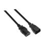 Cable Alargador de Alimentación CPU Aisens A132-0171/ IEC C13 Hembra - IEC C14 Macho/ Hasta 1500W/ 1.5m/ Negro