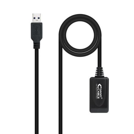 Cable Alargador USB 3.0 con Amplificador Nanocable 10.01.0311/ USB Macho - USB Hembra/ 5m/ Negro