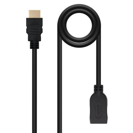 Cable Alargador HDMI Nanocable 10.15.1012/ HDMI Macho - HDMI Hembra/ 2m/ Negro