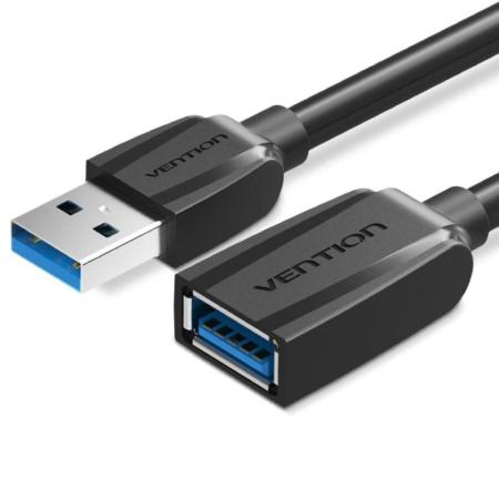 Cable Alargador USB 3.0 Vention VAS-A45-B050/ USB Macho - USB Hembra/ 5Gbps/ 50cm/ Negro