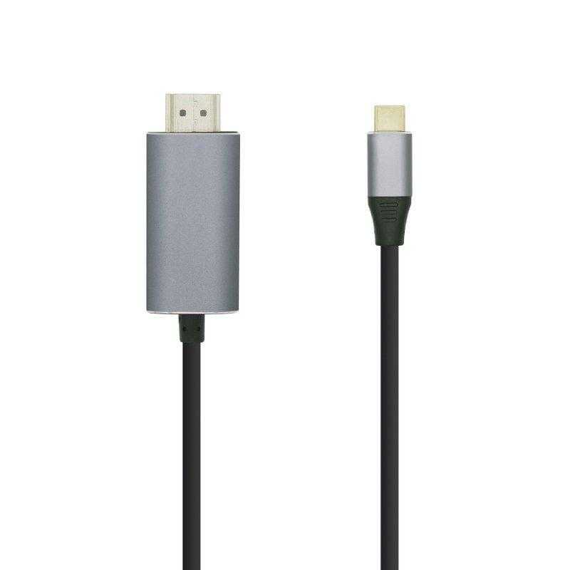 Cable Conversor Aisens A109-0393/ USB Tipo-C Macho - HDMI Macho/ Hasta 27W/ 1250Mbps/ 1.8m/ Negro