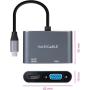 Conversor Nanocable 10.16.4303/ USB Tipo-C Macho/ HDMI Hembra - VGA Hembra/ 15cm/ Gris