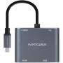 Conversor Nanocable 10.16.4304/ USB Tipo-C Macho/ HDMI 4K Hembra - VGA Hembra - USB Tipo-C PD Hembra - USB Hembra/ 15cm/ Gris