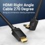 Cable HDMI 2.0 4K Acodado Vention AAQBG/ HDMI Macho - HDMI Macho/ 1.5m/ Negro