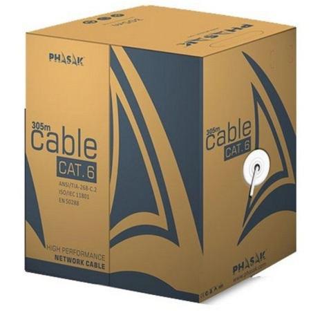 Bobina de Cable RJ45 UTP Phasak PHR 6301 Cat.6/ 305m/ Gris