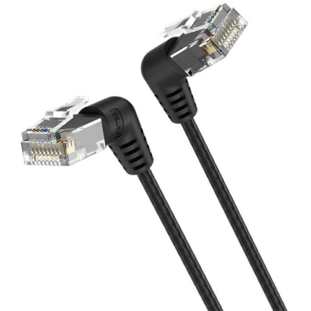 Cable de Red RJ45 UTP Vention IBOBF Cat.6A/ 1m/ Cabeza Rotatoria 360º/ Negro