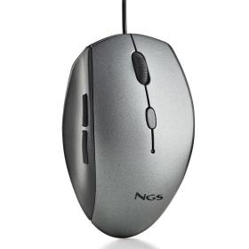 Ratón Ergonómico NGS Moth Gray/ Hasta 1600 DPI/ Gris