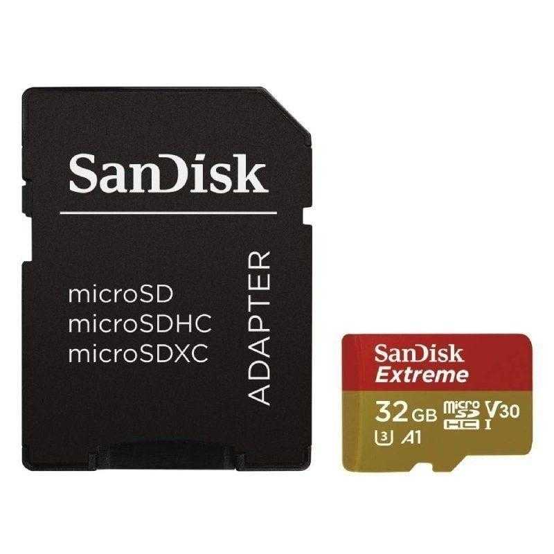 Sandisk Tarjeta de Memoria SanDisk Extreme 32GB microSD HC UHS-I con Adaptador/ Clase 10/ 100MBs