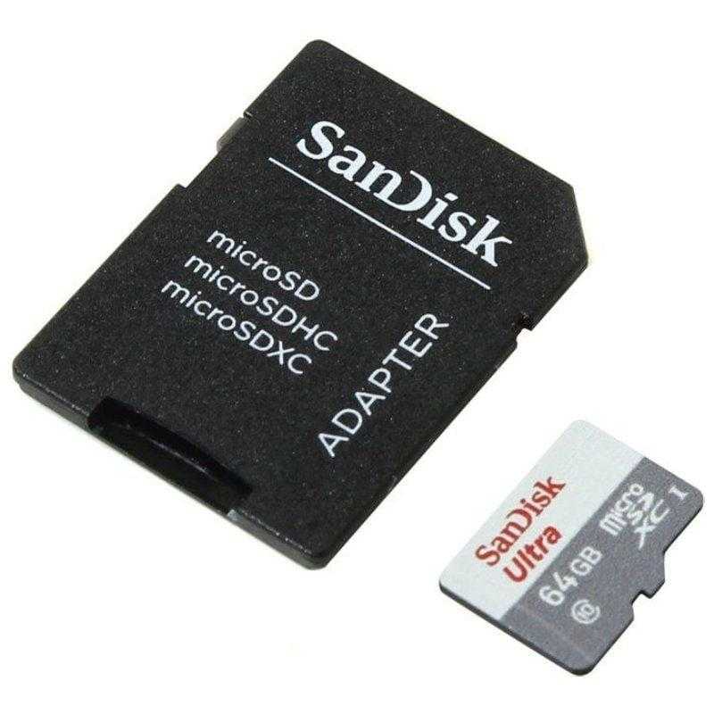Sandisk Tarjeta de Memoria SanDisk Ultra 64GB microSD XC con Adaptador/ Clase 10/ 100MB/s