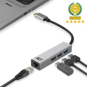 ACT USB-C Hub And Ethernet Adapter w/ USB-A