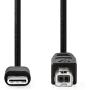 Nedis USB-Cable USB 2.0 USB-C Male USB-B Male 480 Mbps