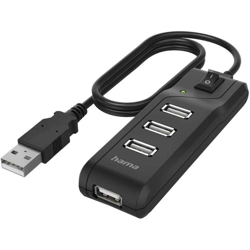 Hama USB-Hub 4-Port USB 2.0 480 MBIT/s Aan/Uit-Switch