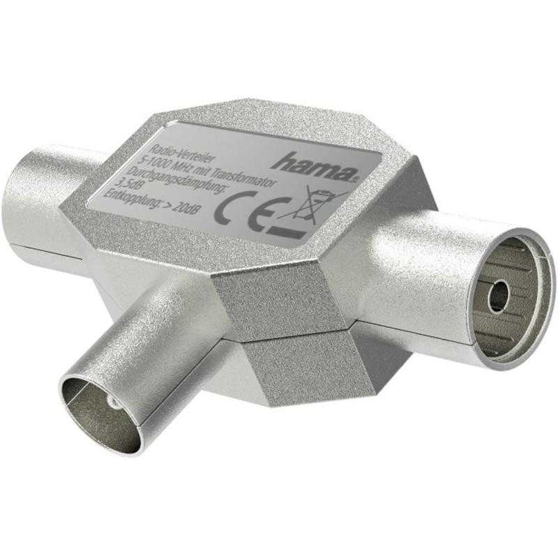 Hama Antenneverdeler Coax-Plug - 2 Coax-Koppelingen Metal