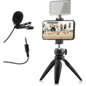 MOJOGEAR Video Kit / Vlog Set: Mini-Tripod + Phone Holder