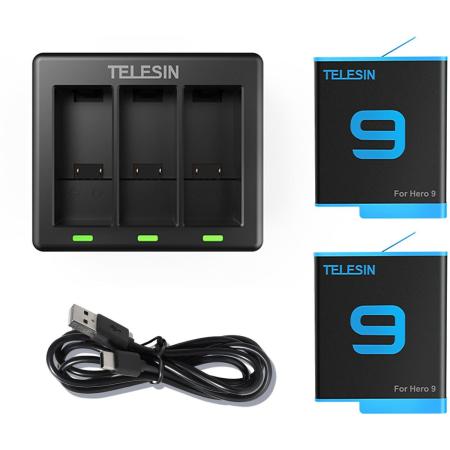 Telesin Charger For 3 Batteries + 2X Battery GoPro 9/10/11/12