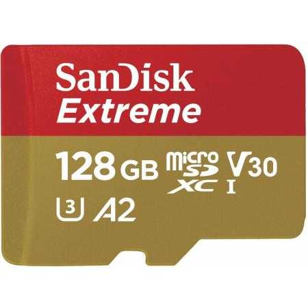 SanDisk Extreme 128 GB Class 10/UHS-I (U3) V30 microSDXC - 160 MB/s Read - 90 MB/s Write