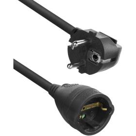 ACT Powercord Extension Cable Cee 7/7 Male (Angled) – Cee 7/7 Female Black 10 M