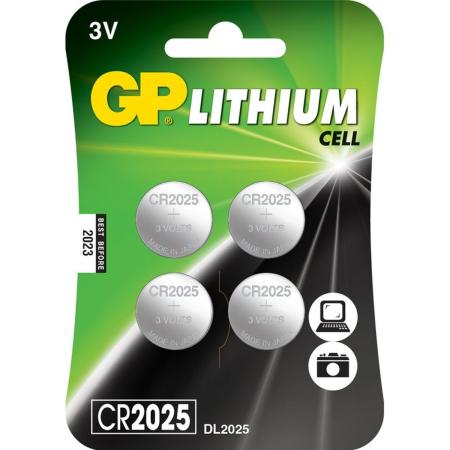 GP Lithium Knoopcel CR2025 Multi-Blisters Van 4 Knopen