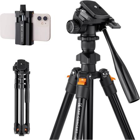 K&amp;F Concept Tripod 162cm w/ Videohead And Phone Holder