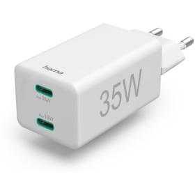 Hama Fast Charger 2X USB-C PD/Qualcomm Mini-Charger 35 W White