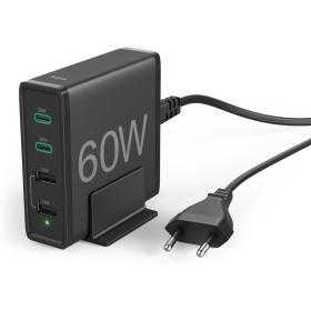 Hama Charge Station 60 Watt 4-FOLD (2X PD USB-C 2X USB-A) Black