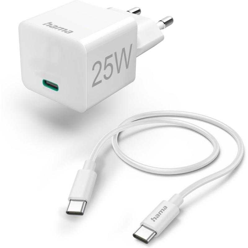 Hama Mini-Charger Set USB-C 25 Watt PD White