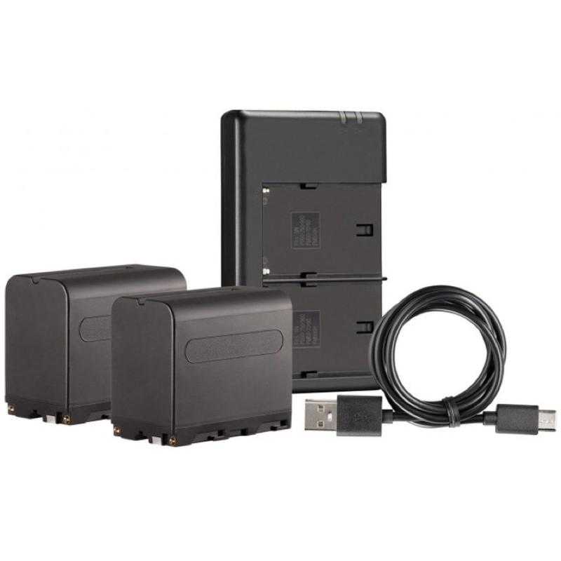 Westcott NP-F970 Dual Battery Pack w/ Charger (2-p L-Series 7.4V 6600mAh 48.8WH)