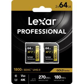 Lexar SD Pro Gold Series UHS-II 1800X 64GB V60 - 2pack