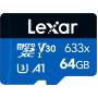 Lexar MicroSD Blue Series UHS-I 633X 64GB V10