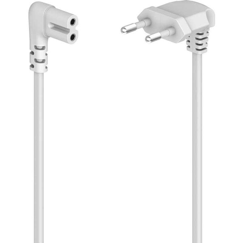 Hama Power Cord Aan Both Sides Angled Euro-Plug Double Groef/C7 1.5 M WI