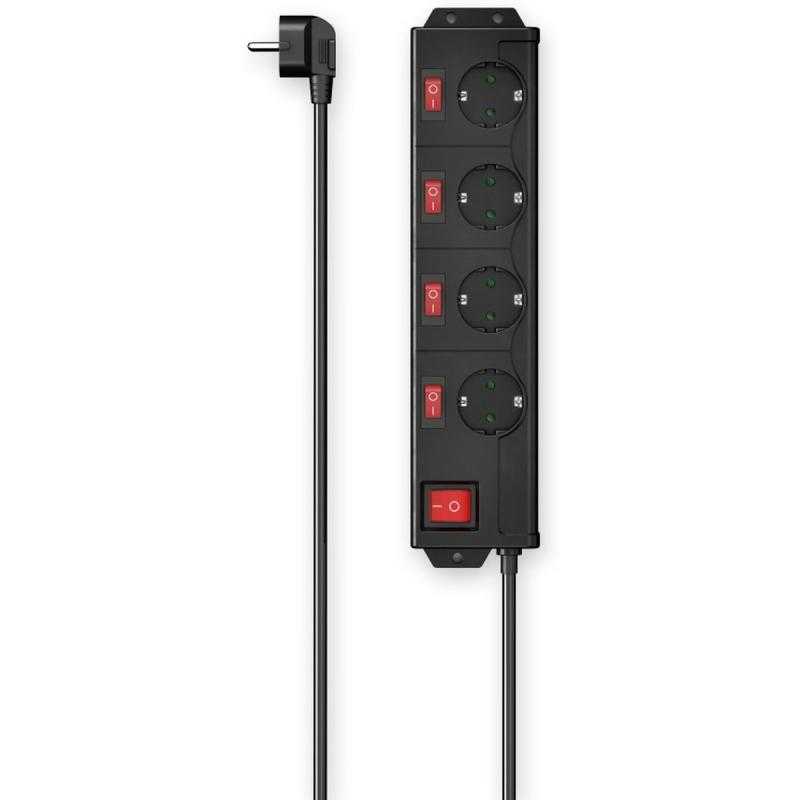 Hama Power Strip 4-FOLD 90 Afzonder Switchable Wall Mounting 1.4 M ZW