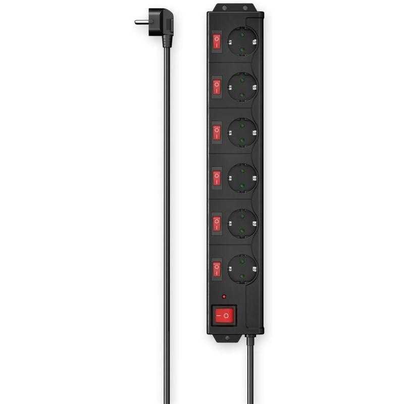Hama Power Strip 6-FOLD Overvoltage Protection 90 Ind Schakelbaar.1.4m ZW
