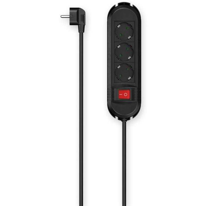 Hama Power Strip 3-FOLD Switch Wall Mounting 3 M Black