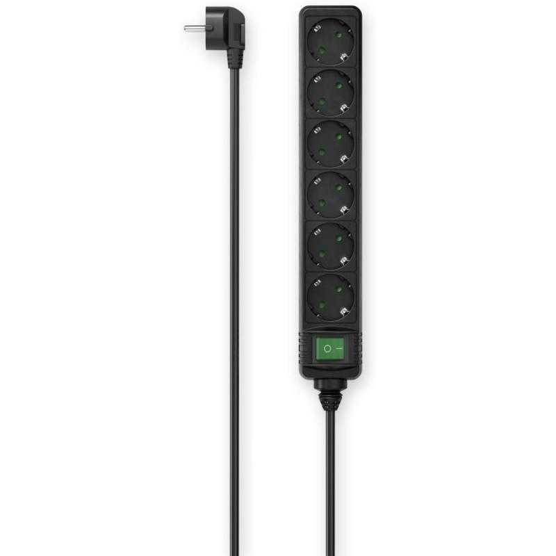 Hama Power Strip 6-FOLD Switch 1.4 M Black