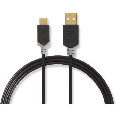 Nedis USB-Cable USB 2.0 USB-A Male USB-C Male 480 Mbps Gold Plated 2.0m