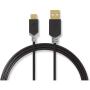 Nedis USB-Cable USB 2.0 USB-A Male USB-C Male 480 Mbps Gold Plated 2.0m