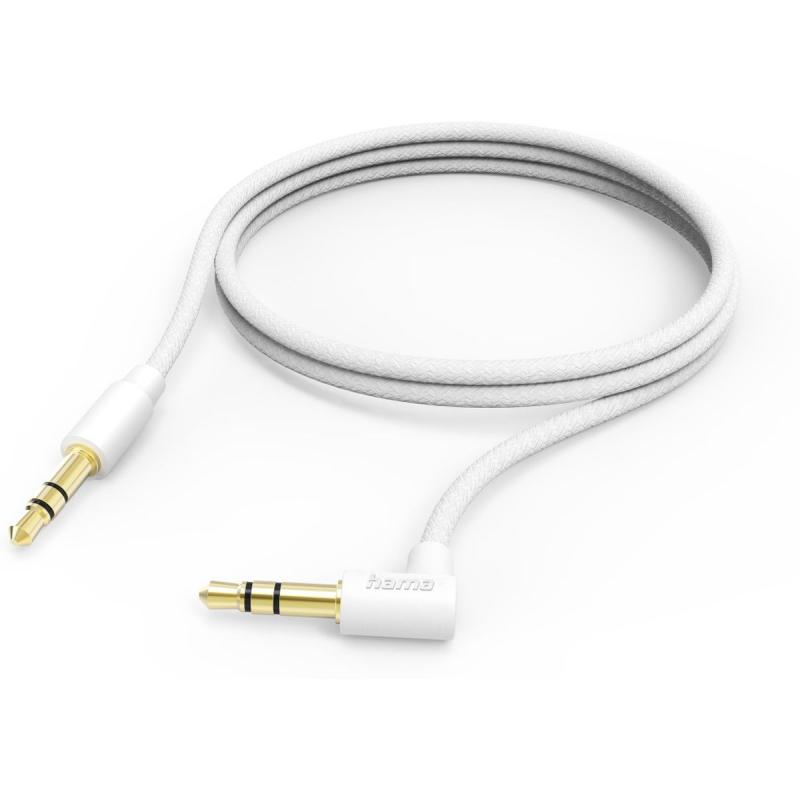 Hama Aux-Cable 3.5-mm Jack U 3.5-mm Jack 90 Haakse Plug 1.0 M White