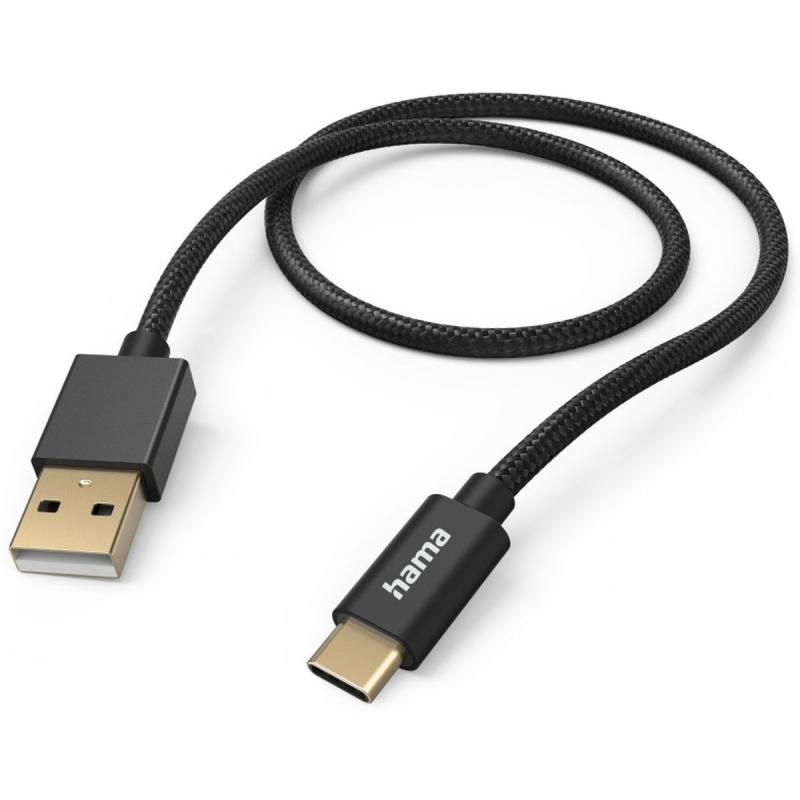 Hama USB-Cable Fabric USB-A To USB-C 1.5 M Black