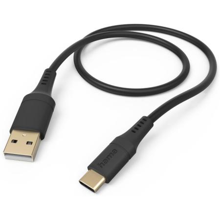 Hama USB-Silikonenkabel USB A To USB-C 1.5m Black