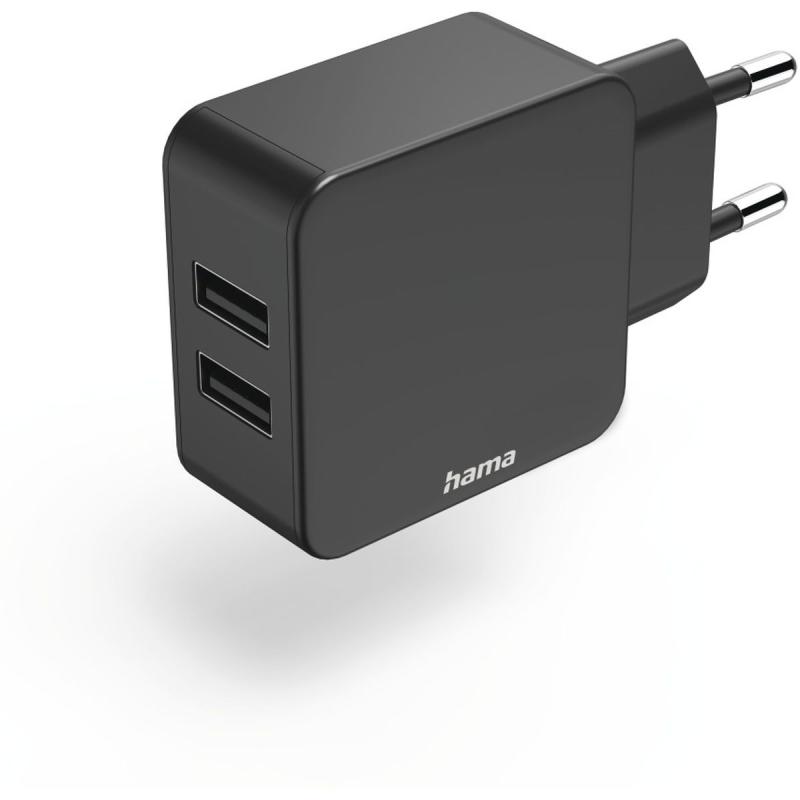 Hama 2-Voudige-Charger USB-A-Netadapter 2X 2.4 A Uni Adapter 12 W Black