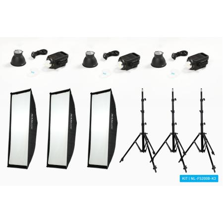 Nanlite FS200 Bi-Colour LED Tripple Kit (w/ Light Stand And Softbox)