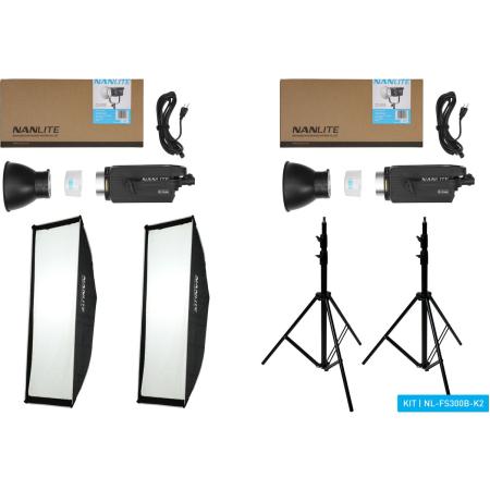 Nanlite FS300B Bi-Colour LED Dual Kit (w/ Light Stand And Softbox)